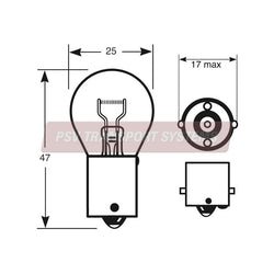 PSV/09/024-24V 21W SCC BA15s Brake/Indicator/Reverse/Rear Fog Bulb-PSV Transport Systems Bus and Coach Parts