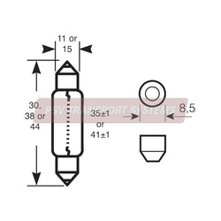 PSV/09/070-24V 5W S8.5d 11 X 38mm Festoon Bulb-PSV Transport Systems Bus and Coach Parts