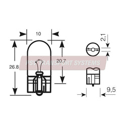 PSV/09/108-12V 5W W2.1X9.5d Capless Panel, Interior and Side and Tail Bulb-PSV Transport Systems Bus and Coach Parts