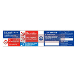 PSV/84/566-Lower Deck Multi–Notice (Landscape) Sticker, White Text on Blue Background, White Text on Red/Blue Background, 850 x 190mm-PSV Transport Systems Bus and Coach Parts