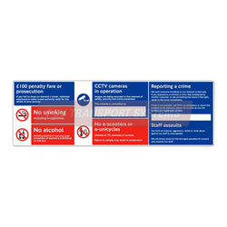 PSV/84/567-Upper Deck Multi-Notice (Landscape) Sticker, White Text on Red/Blue Background, White Text on Red Background, 850 x 190mm-PSV Transport Systems Bus and Coach Parts