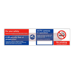 PSV/84/569-Upper Deck Multi-Notice ((NRM standard) Sticker, White Text on Blue Background, White Text on Red Background, 513 x 129mm-PSV Transport Systems Bus and Coach Parts