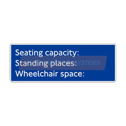PSV/84/571-Capacity Sticker, White Text on Blue Background, 250 x 90mm-PSV Transport Systems Bus and Coach Parts
