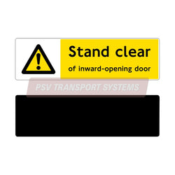PSV/84/595-Stand Clear of Inward–Opening Door (NRM) Sticker, Black Text on Yellow Background, 352 x 102mm-PSV Transport Systems Bus and Coach Parts