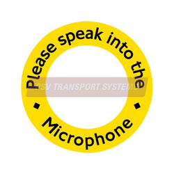 PSV/84/602-Please Speak into the Microphone Sticker, Black Text on Yellow Background, 64mm-PSV Transport Systems Bus and Coach Parts