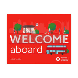 PSV/84/607-Welcome Aboard (Standard) Sticker, White Text on Red Background, 430 x 380mm-PSV Transport Systems Bus and Coach Parts