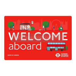 PSV/84/609-Welcome aboard (NRM) Sticker, White Text on Red Background, 430 x 280mm-PSV Transport Systems Bus and Coach Parts