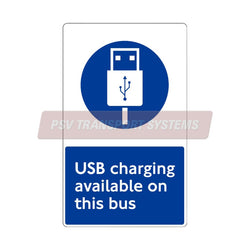 PSV/84/638-USB charging Sticker, White Text on Blue Background, 112 x 185mm-PSV Transport Systems Bus and Coach Parts