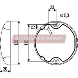 PSV/07/392-12/24V 130mm Single LED Stop/Tail Lamp-PSV Transport Systems Bus and Coach Parts