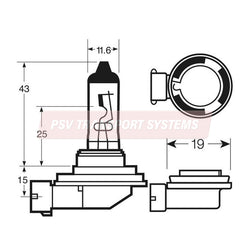 PSV/09/013-H11 Headlight Bulb, 12V, 55W, PGJ19-2-PSV Transport Systems Bus and Coach Parts