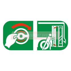 PSV/60/962-Twist to Rotate Door Release Sticker Sticker. Red/White Images on Green Background-PSV Transport Systems Bus and Coach Parts