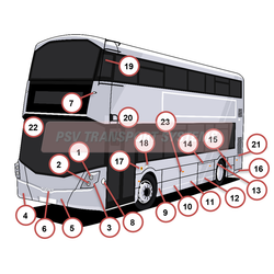 Wrightbus Streetdeck MH3 Based on Vehicle Reg BX69 CVH and Body Numbers AR787 – AR805 Exterior Body-Wrightbus Stealth Exterior Body-PSV Transport Systems Bus and Coach Parts